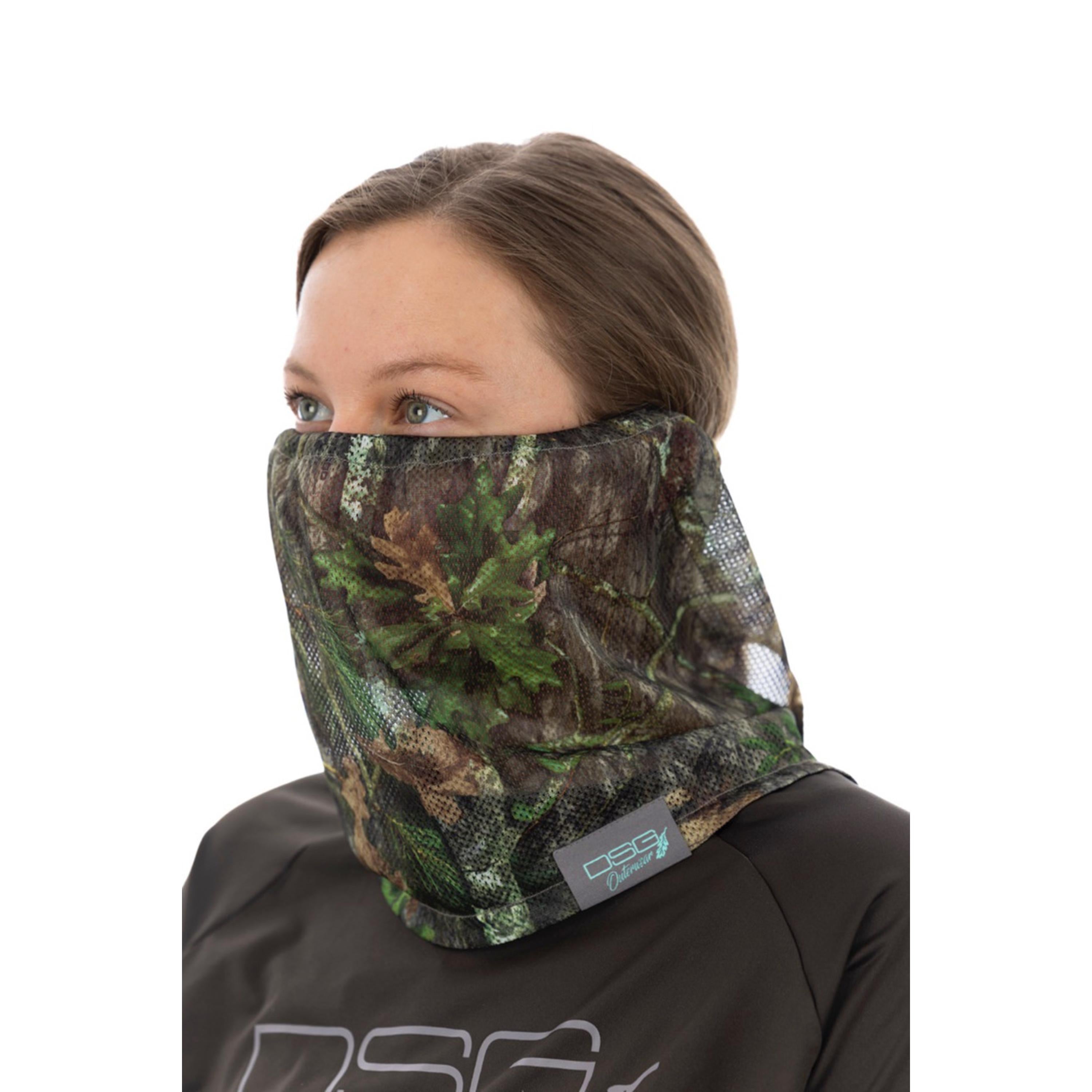 Light gray mesh face mask from DSG OUTERWEAR with breathable fabric and adjustable ear loops.