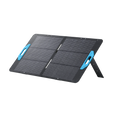 Green Vista Living Anker SOLIX PS100 100W portable solar panel outdoors, showing flexible, foldable design for outdoor energy charging.