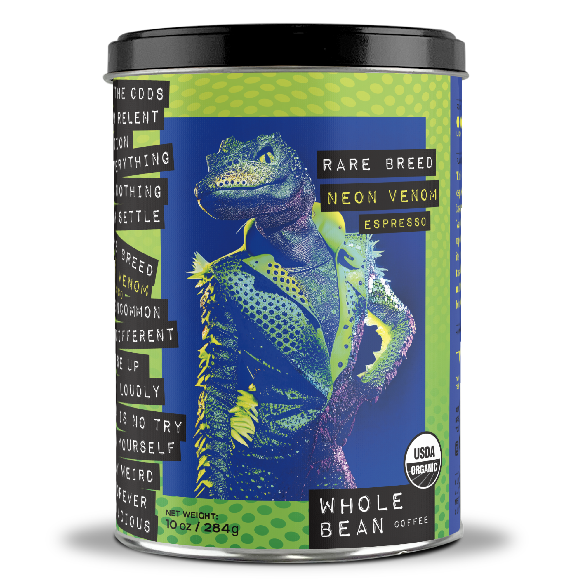 Light Espresso Whole Bean Coffee, Neon Venom, 10oz - OVERLANDERS Outfitter