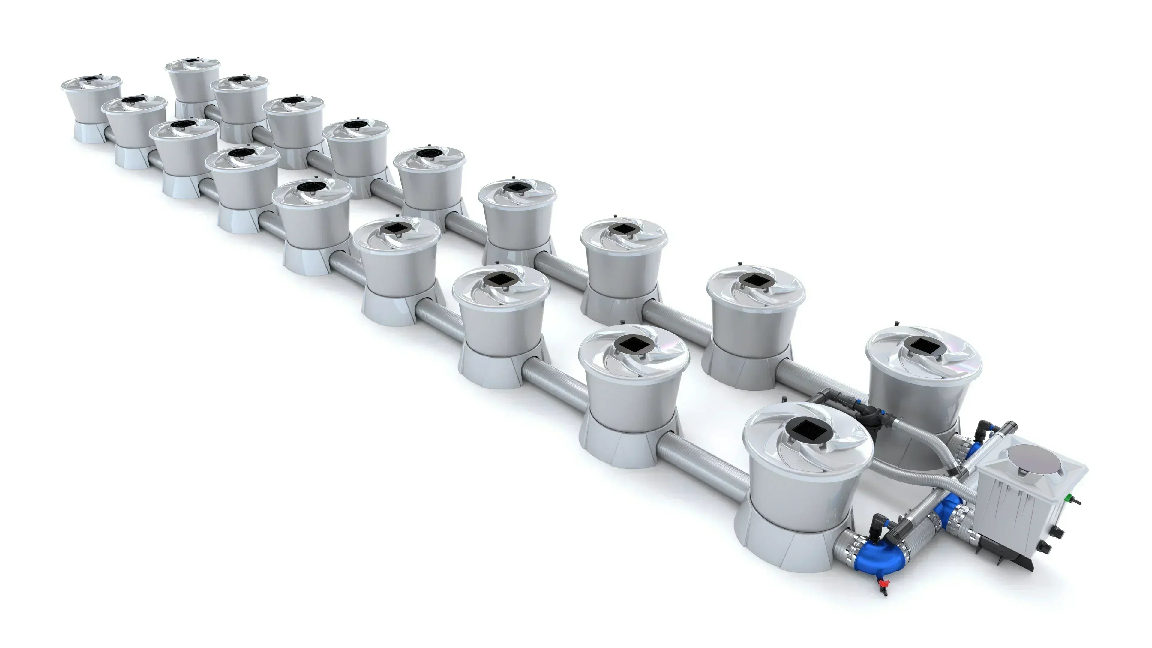 Green Vista Living Alien Hydroponics V-System kit with 18 pots in two rows for efficient indoor hydroponic gardening setup.
