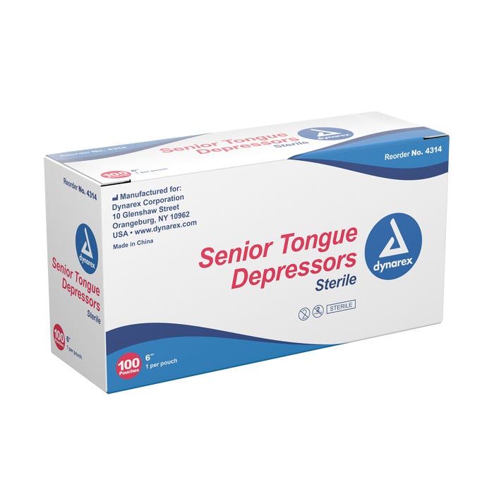 Dynarex Tongue Depressor, Senior, Sterile 6" - Box of 100 - OVERLANDERS Outfitter