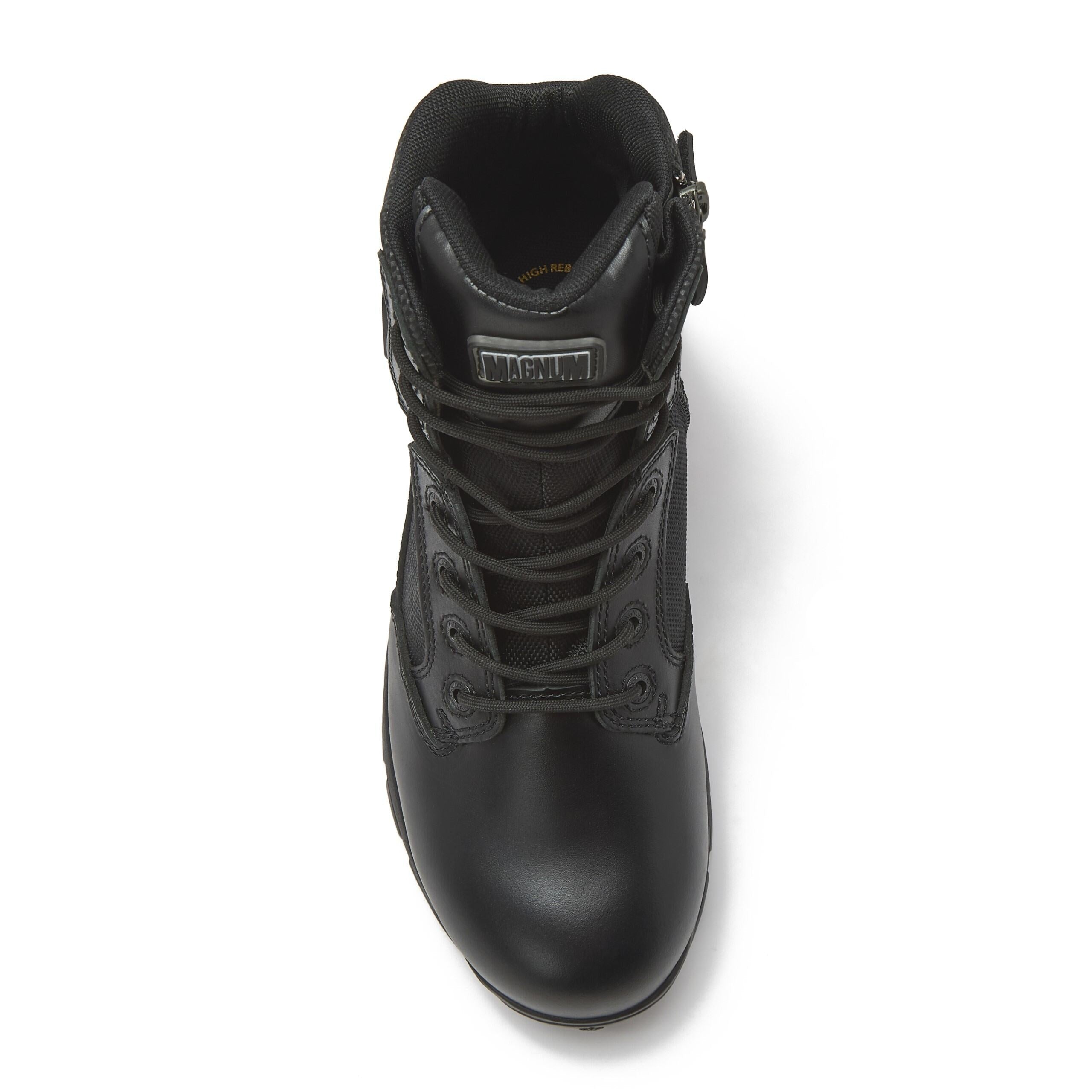 Magnum Boots Strike Force 6-inch waterproof tactical boots, black leather with rugged sole and ankle support, outdoor footwear