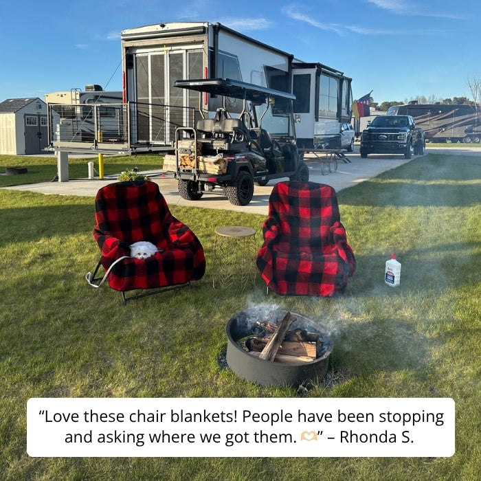 Red plaid chair blanket from City Bonfires, cozy and soft throw for chairs, featuring a classic plaid design.