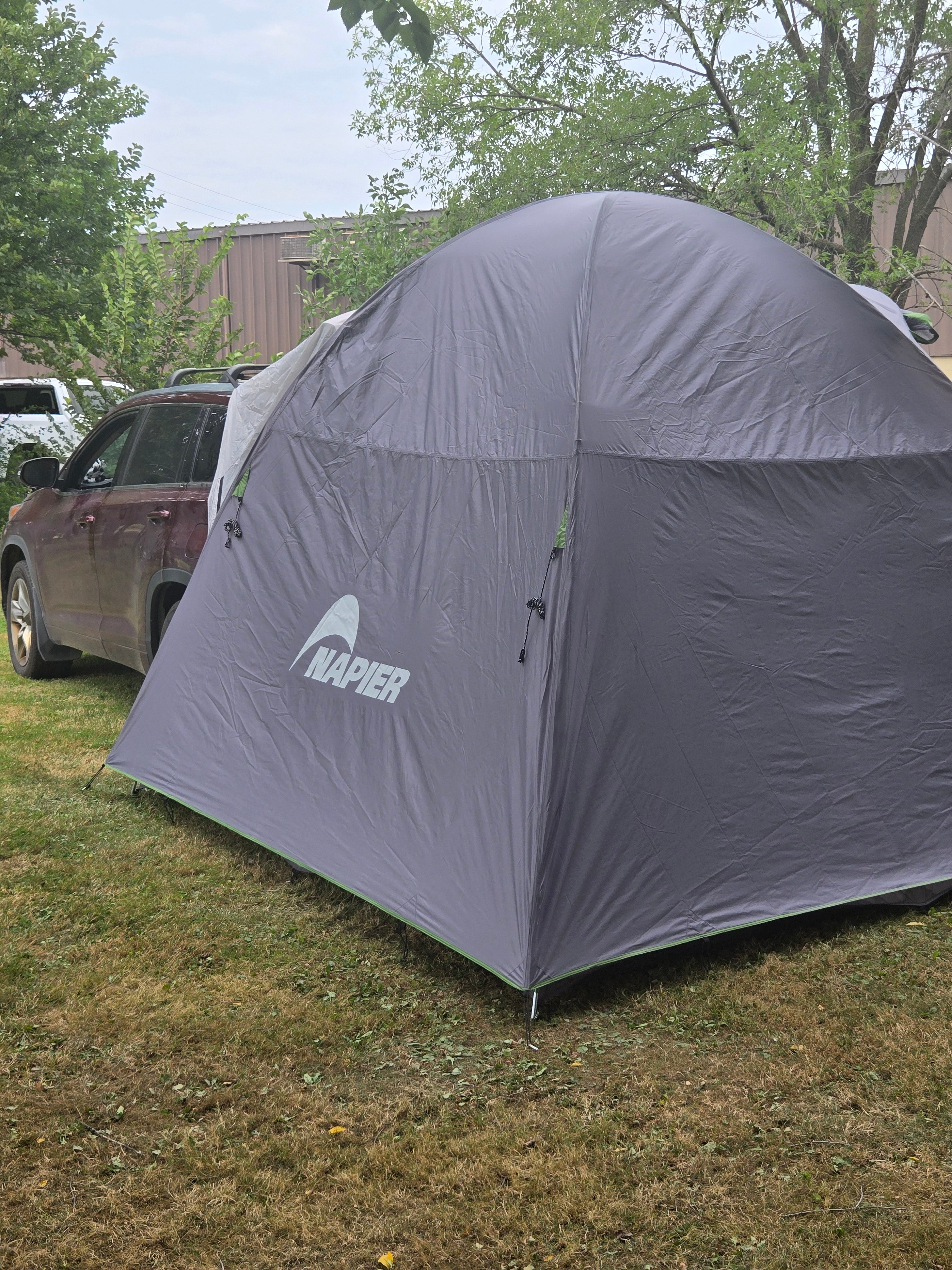 Backroadz SUV Tent by Backcountry Sportsman set up on a vehicle, showing its spacious design and durable fabric for outdoor camping.