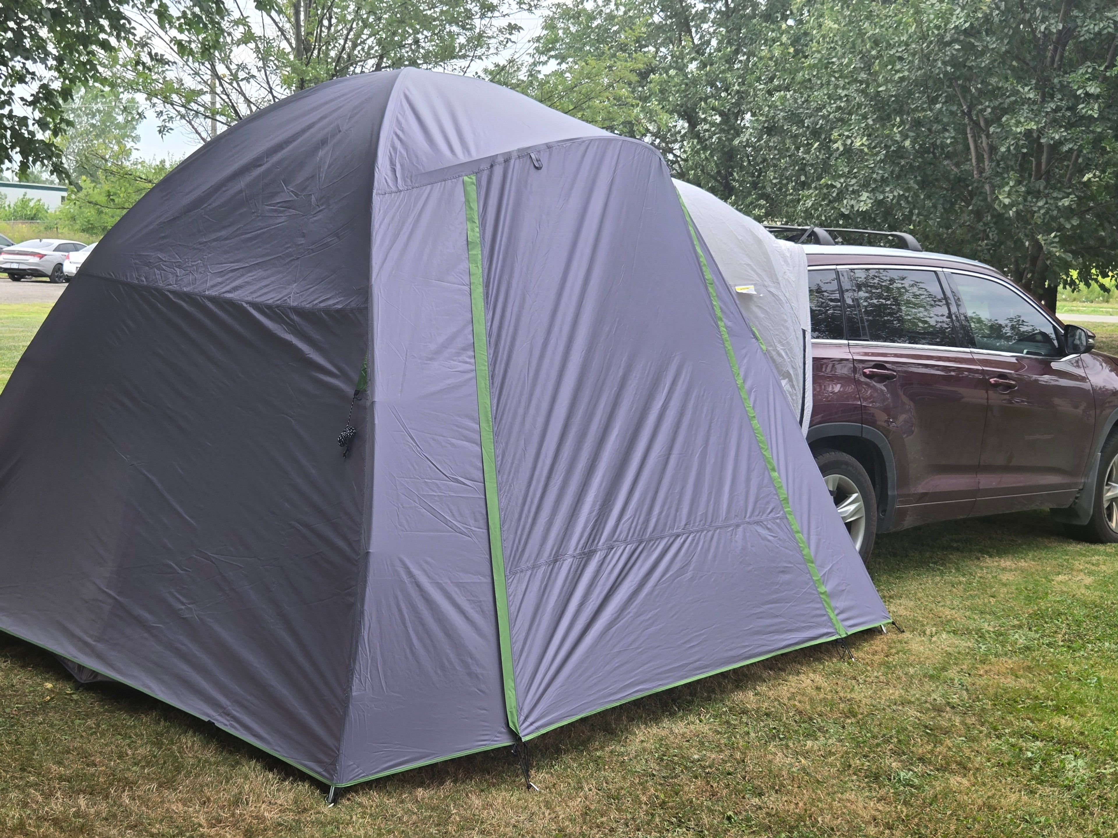 Backroadz SUV Tent by Backcountry Sportsman set up on a vehicle, showcasing its spacious design and durable fabric for outdoor camping.