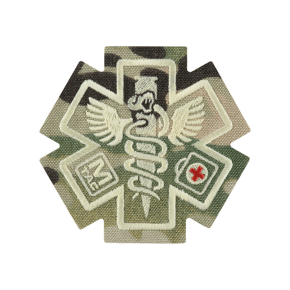 M-TAC Paramedic embroidered patch featuring a detailed design on a fabric background, ideal for uniforms or gear.