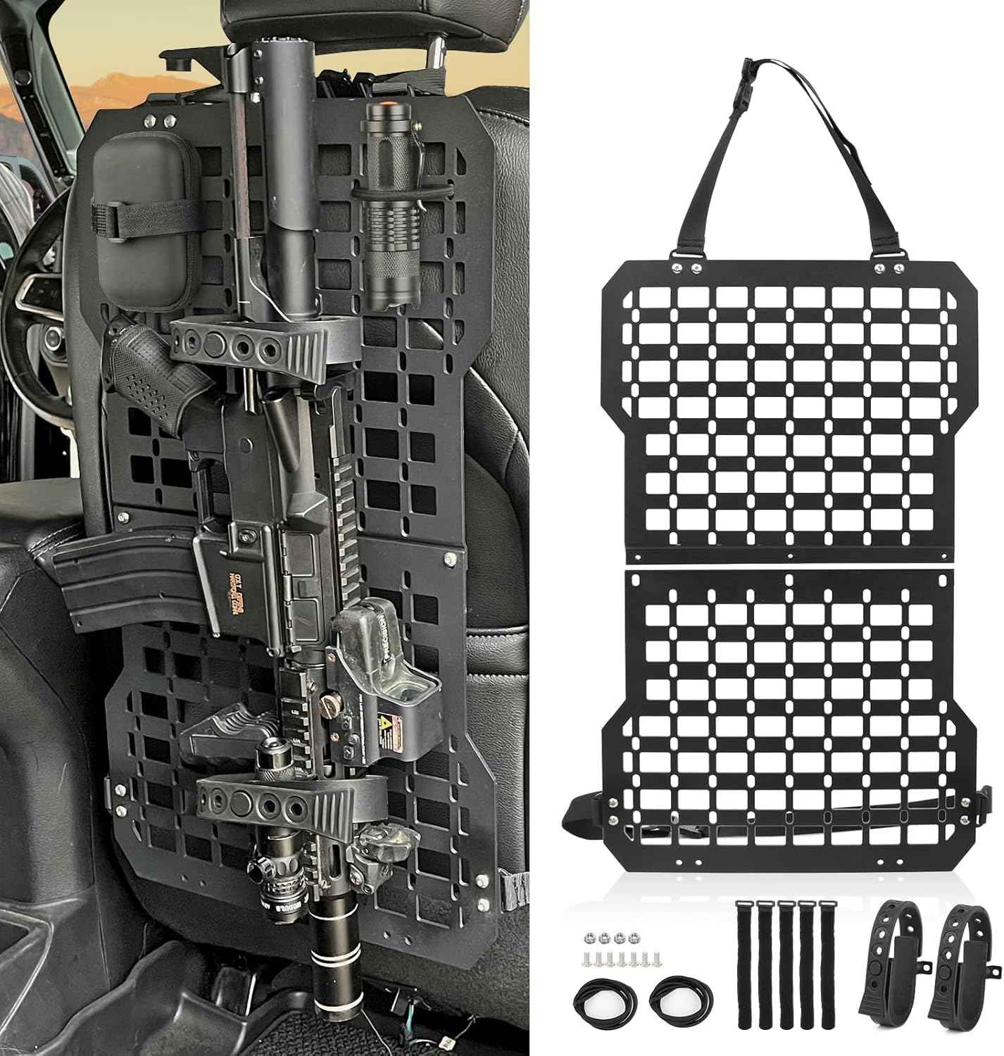 Universal Seat Back Molle Panel Organizer With Gun Holder - OVERLANDERS Outfitter