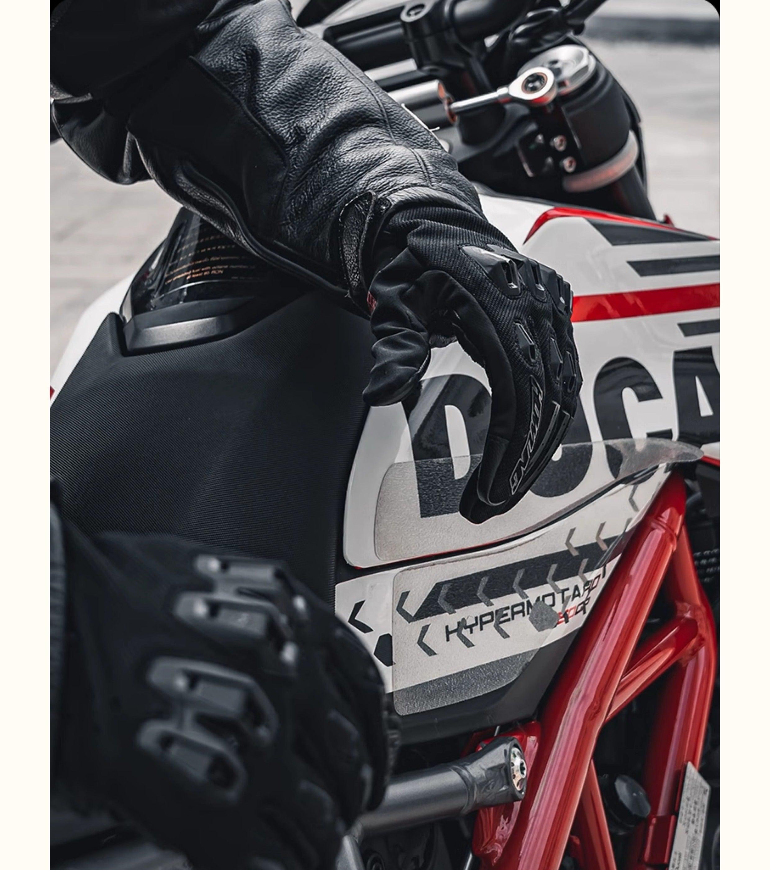 Alien Monster™ Battle Mech motorcycle gloves by Bean's Moto Booth with armored design and textured black material for protection and style.