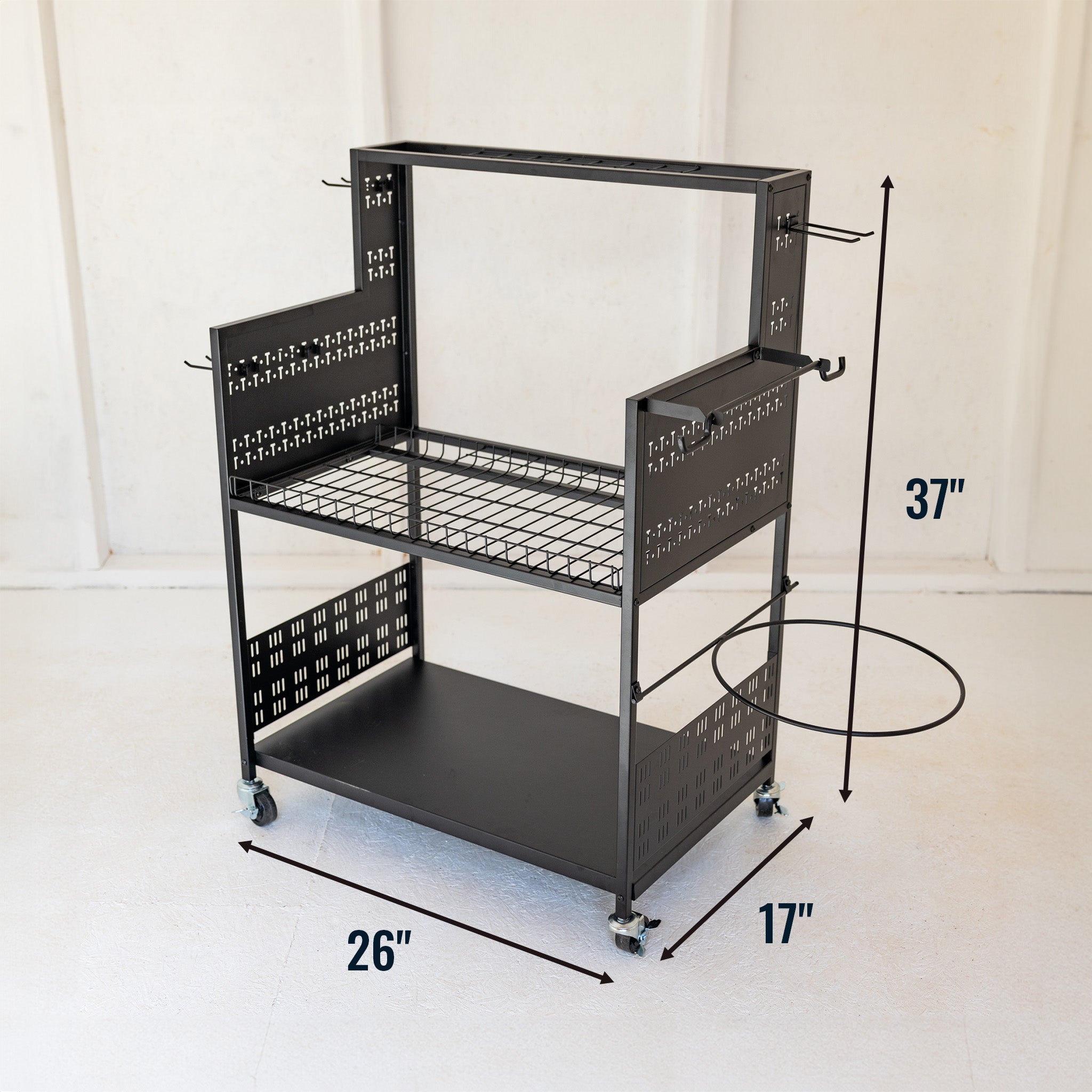 The Everything Utility Cart with Pegboard & Bucket Rack - OVERLANDERS Outfitter