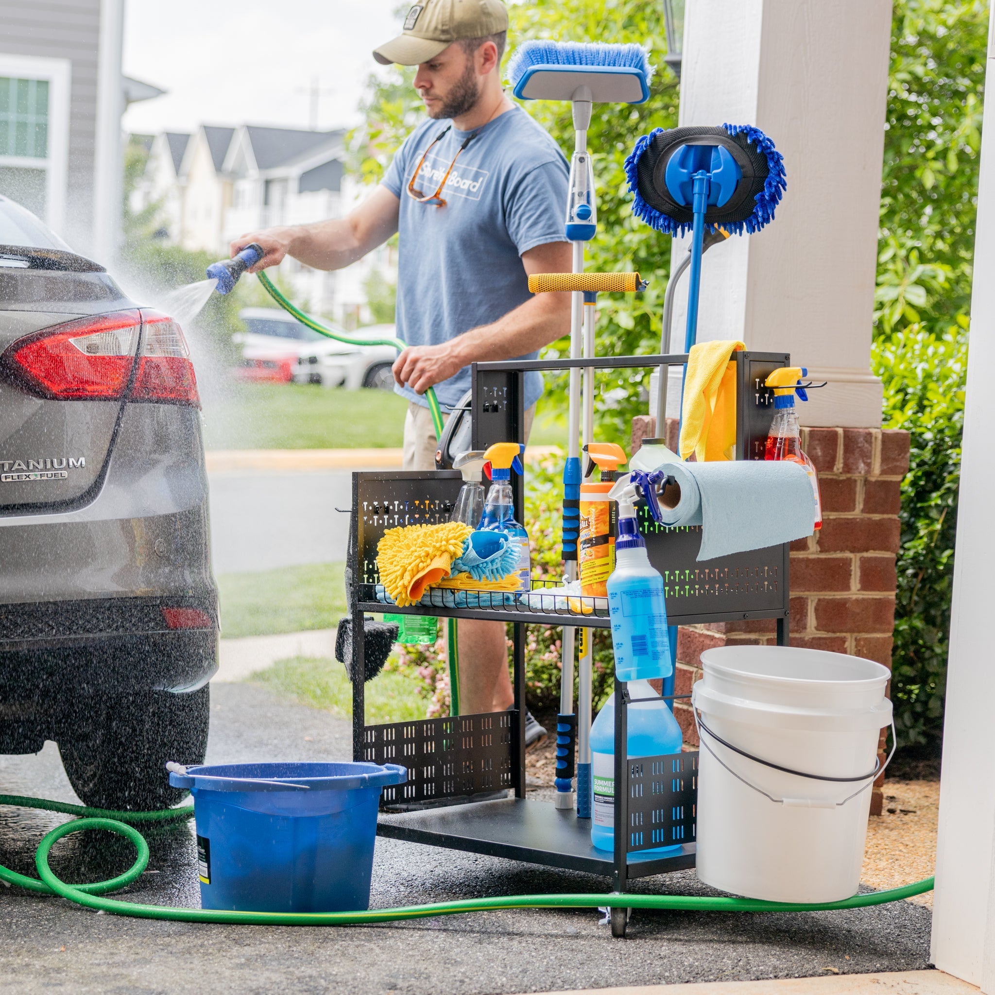 The Everything Utility Cart with Pegboard & Bucket Rack - OVERLANDERS Outfitter