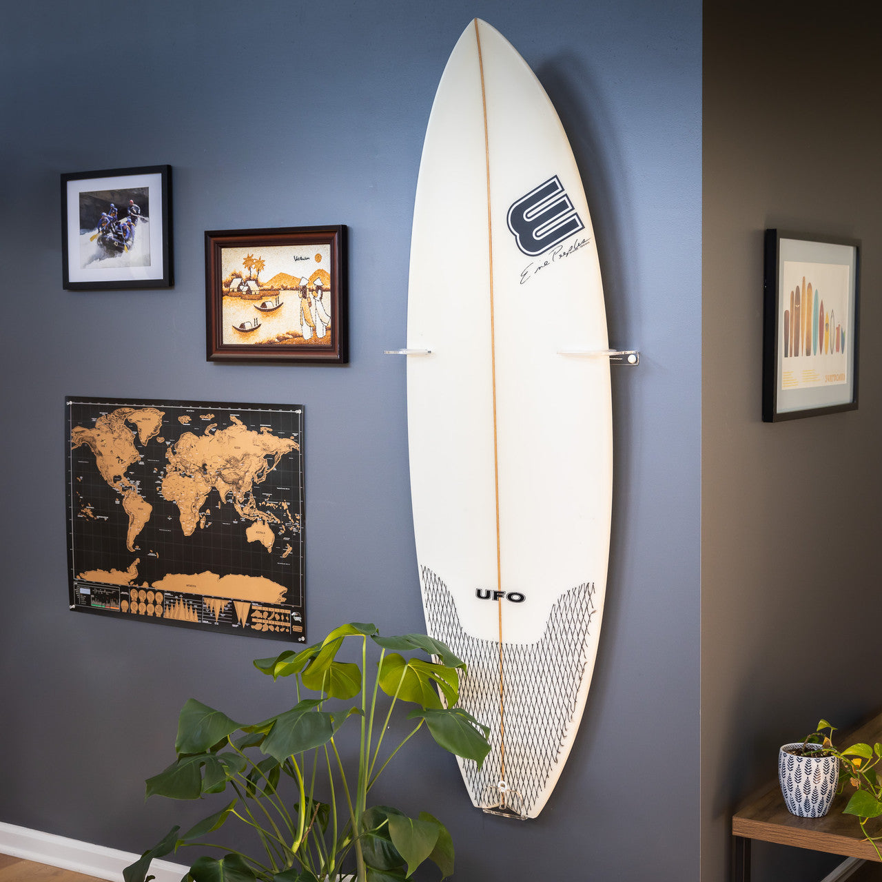 Maui Surfboard Display | Vertical Clear Rack | Holds 50 lbs - OVERLANDERS Outfitter