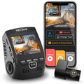 Rexing V1P 4K dual channel dash cam with front and rear cameras, Wi-Fi connectivity, capturing high-resolution footage in a vehicle