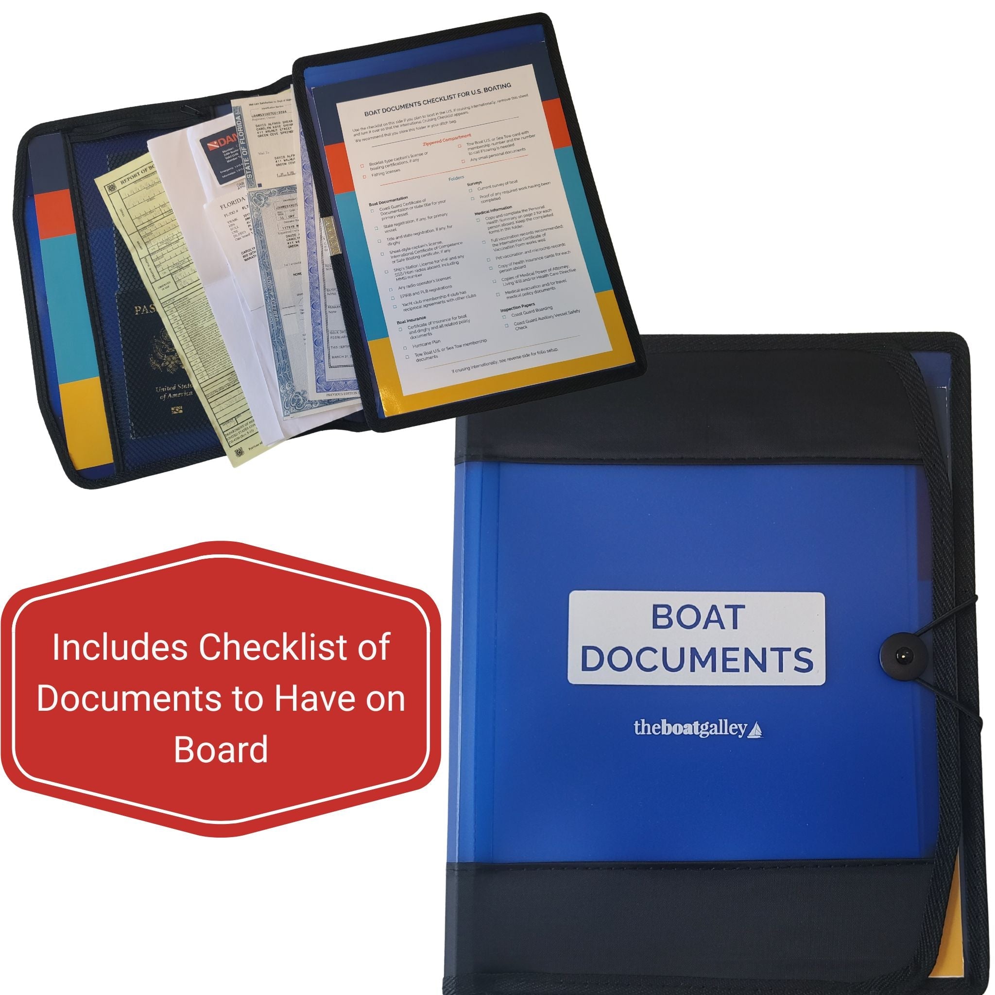Boat Documents Organizer by The Boat Galley Store, featuring compartments for storing boating paperwork and essentials.