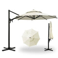Ainfox 10ft Double Top Heavy-Duty Patio Cantilever Umbrella with Cross Base,5-Year-Non-Fading Outdoor Large Offset Hanging Aluminum Rotation Sun Shade Umbrella with 360°Rotation Adjustable