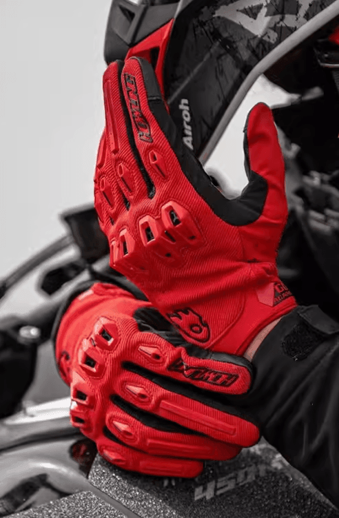 Alien Monster™ Battle Mech Motorcycle Gloves from Bean's Moto Booth, showing black gloves with detailed alien and mech-themed designs.