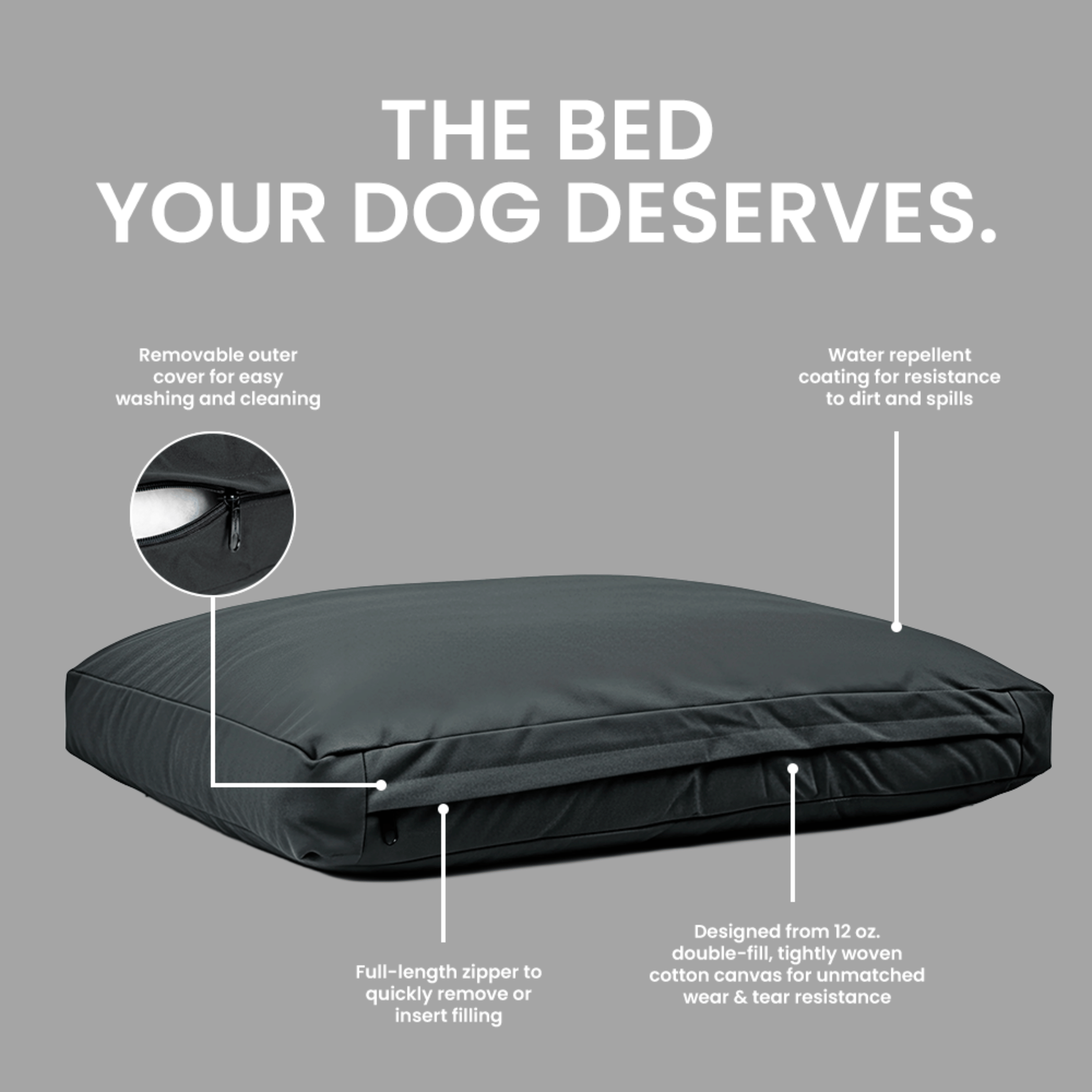 White Duck Outdoors pet dog bed with soft cushioned fabric and raised edges for comfort and support.