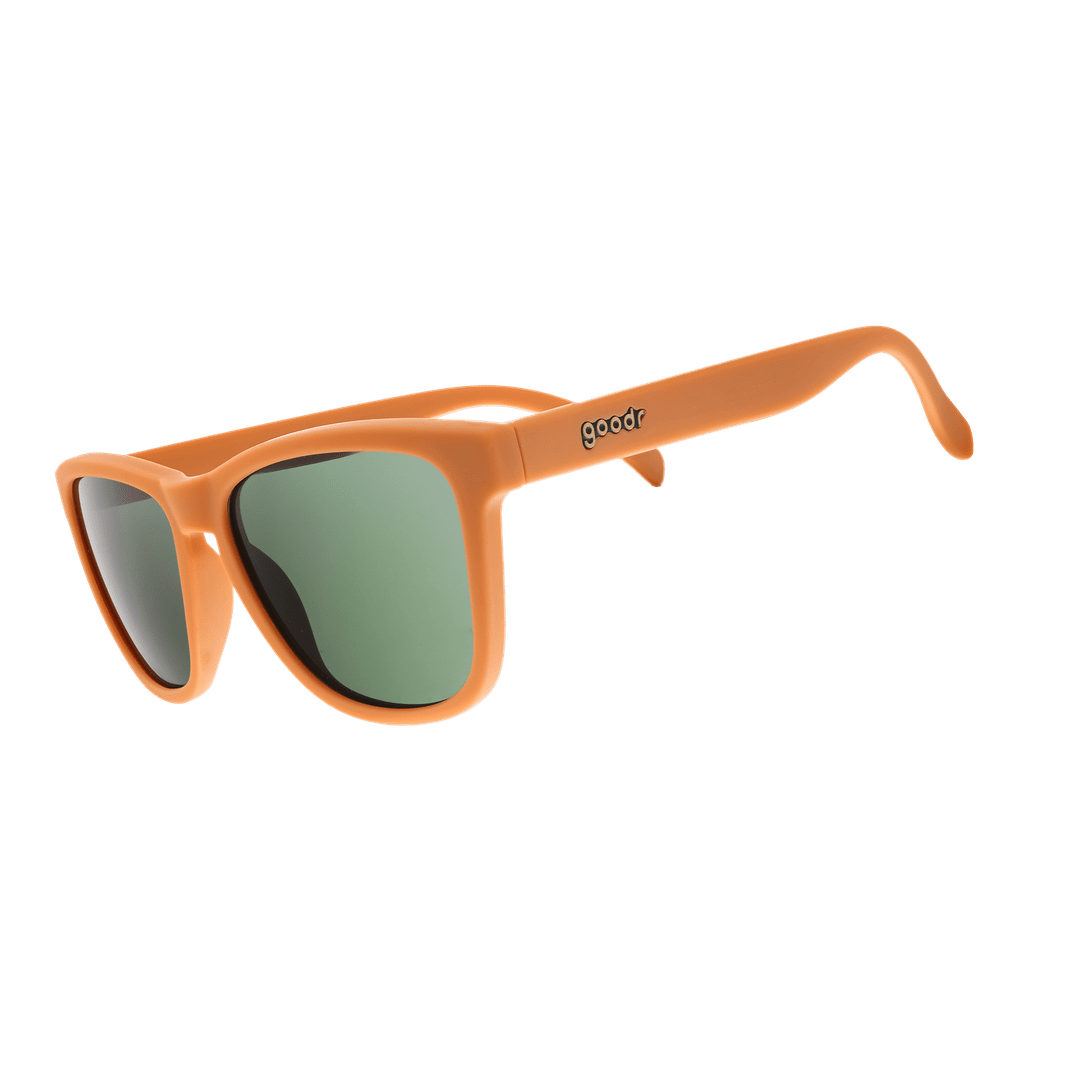 Rare Air Discs Chocolatier's Caramel Hot Tub polarized sunglasses with transparent side frames, showcasing stylish accessory design.