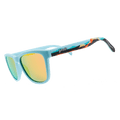 Side view of Rare Air Discs Hawaii Volcanoes OG polarized sunglasses with transparent frame and dark tinted lenses.