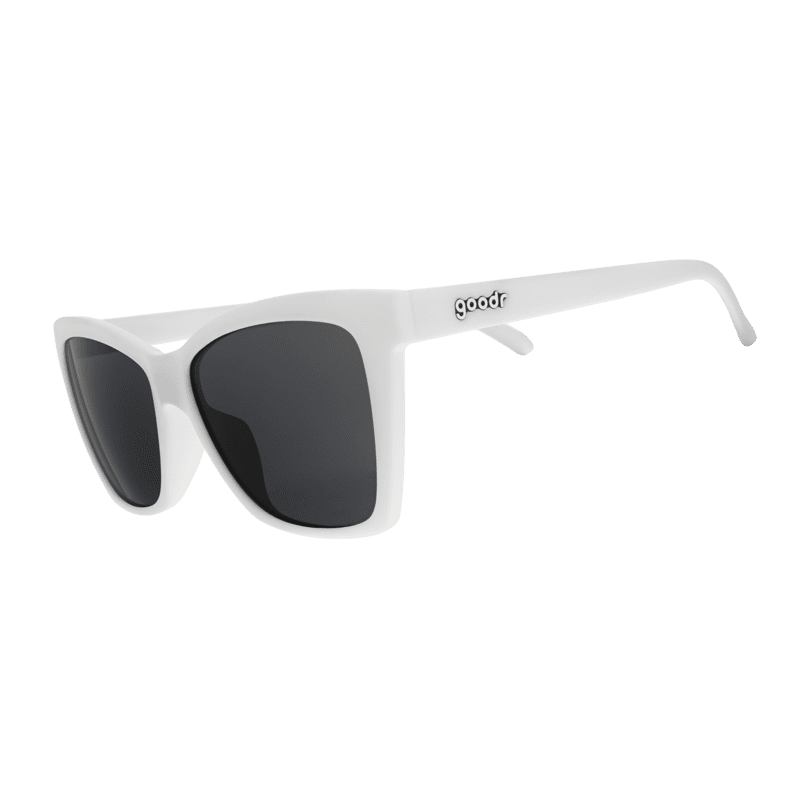 Side view of Rare Air Discs The Mod One Out polarized Pop G sunglasses with transparent frame and tinted lenses.