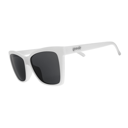 Side view of Rare Air Discs The Mod One Out polarized Pop G sunglasses with transparent frame and tinted lenses.