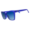 Side view of Rare Air Discs Pop Art Prodigy polarized pop G sunglasses with transparent frame and colorful design.