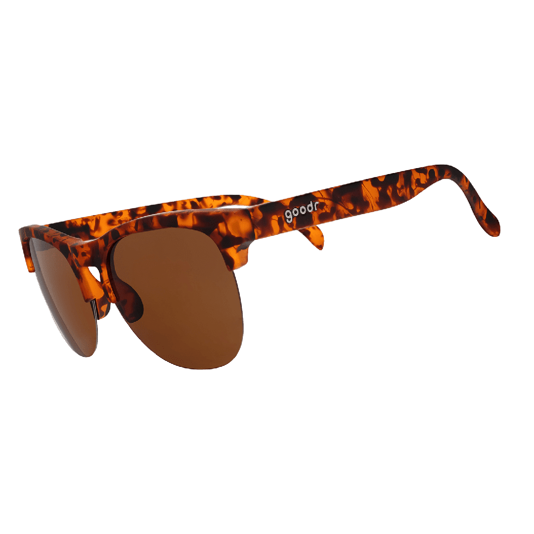 Side view of Rare Air Discs' Positively Cosmopolitan Avant G Polarized sunglasses with transparent frames and stylish design.