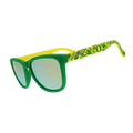 Side view of Rare Air Discs Quack Attack Limited Oregon Collegiate OG polarized sunglasses with transparent frame detail.
