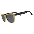 Side view of Rare Air Discs "Let's Go Buffs!!!” CU Collegiate OG polarized sunglasses, showing black frame and tinted lenses.