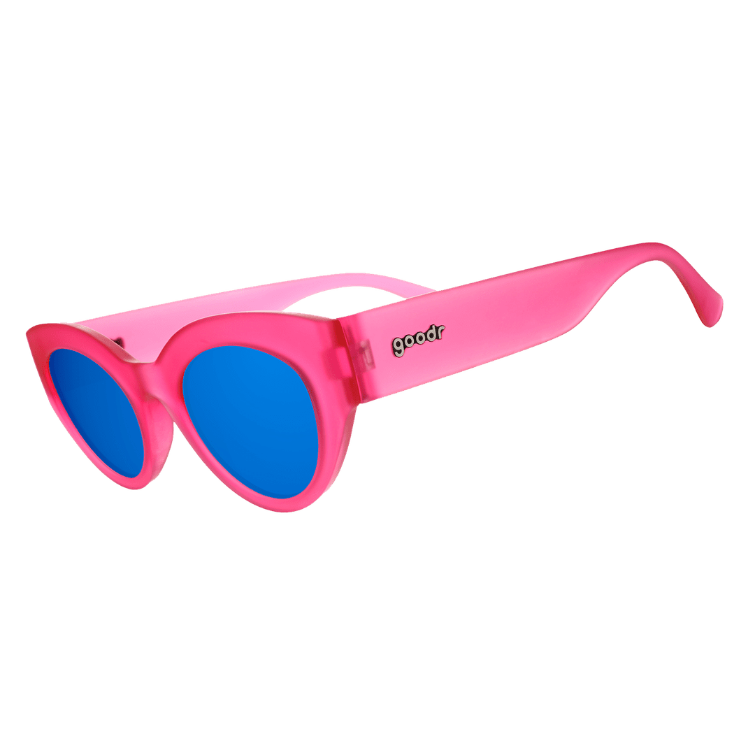 Side view of Rare Air Discs "Once In A Pink Moon" Moon G polarized sunglasses showing pink-tinted lenses and sleek frame design.