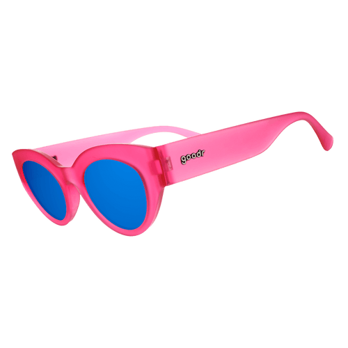Side view of Rare Air Discs "Once In A Pink Moon" Moon G polarized sunglasses showing pink-tinted lenses and sleek frame design.