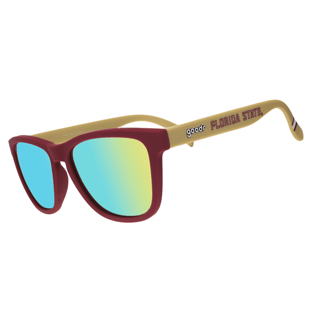 Rare Air Discs Fear The Spear Florida State Collegiate OG polarized sunglasses with transparent side lenses, stylish accessory.