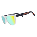 Auburn Bodda Getta Collegiate OG polarized sunglasses from Rare Air Discs, showing side view with transparent frame and dark lenses.