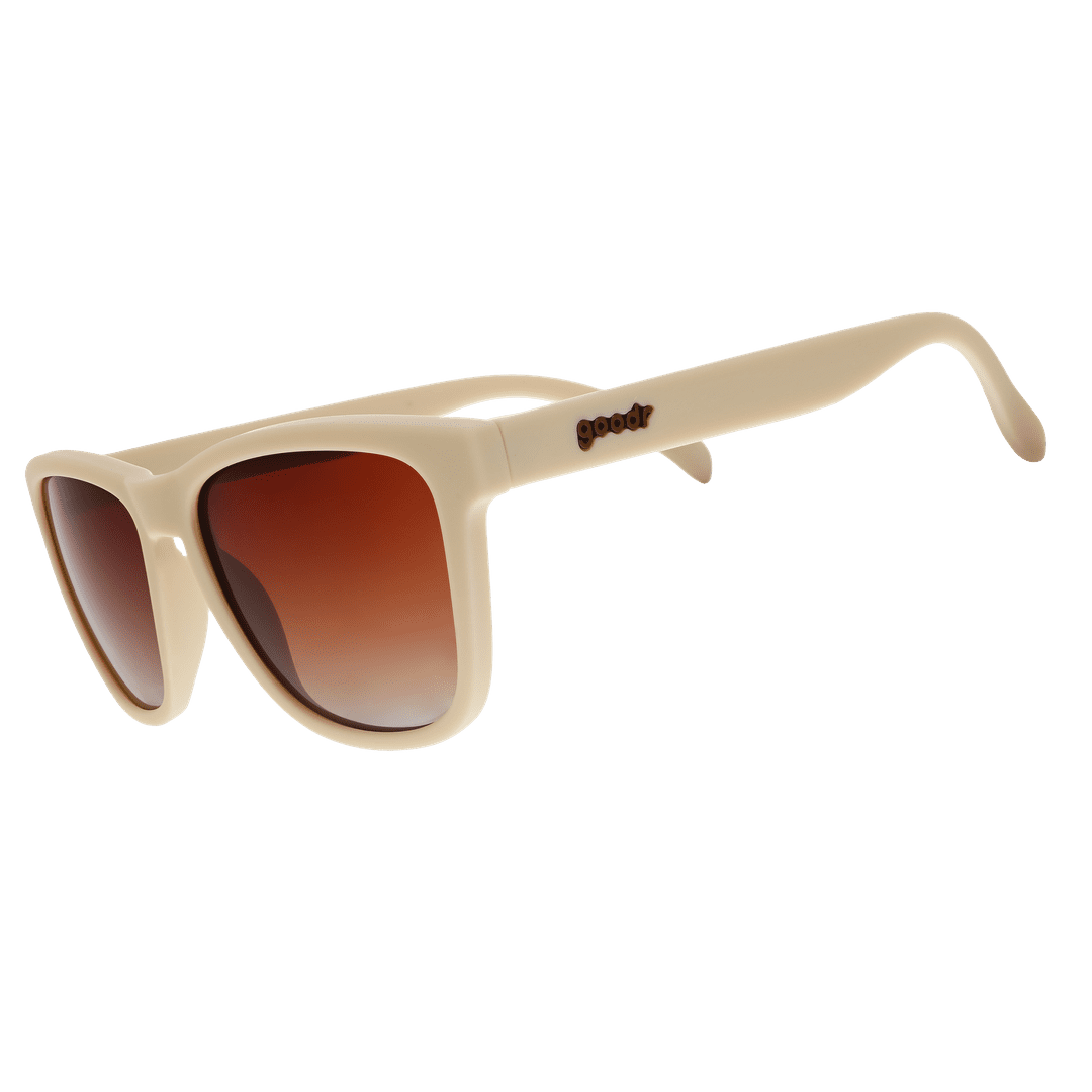 Rare Air Discs Toasted Marshmallow Magic polarized sunglasses with transparent side lenses and sleek accessory design.