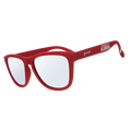 Side view of Rare Air Discs Crimson Tide Pride Alabama Collegiate OG polarized sunglasses with transparent frames.