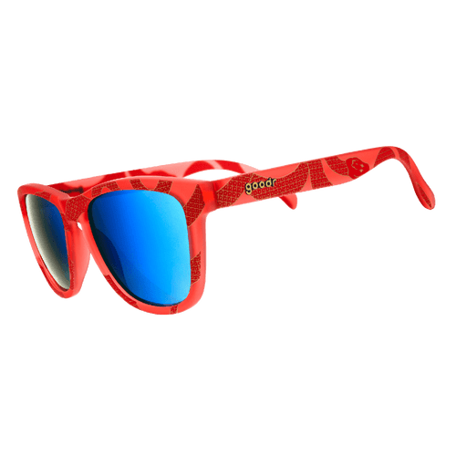 Side view of Rare Air Discs Serpentine Dream Chinese New Years OG polarized sunglasses with transparent frames and sleek design.