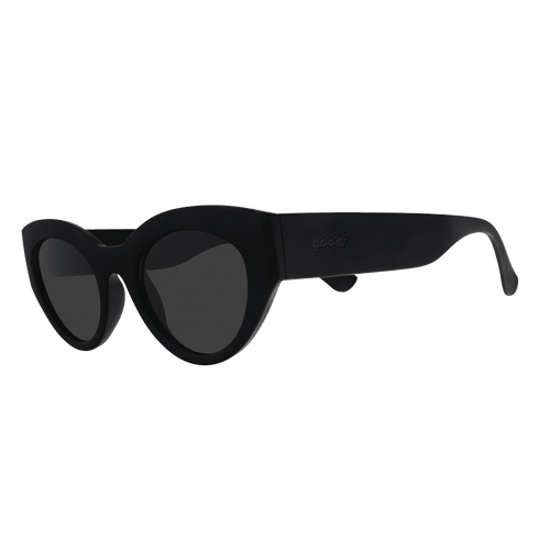 Side view of Rare Air Discs' "In My Cosmic Era" Moon G polarized sunglasses with transparent frames and moon-themed design.