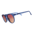 Side view of Rare Air Discs "Stares Into The Abyss" Circle G polarized sunglasses with transparent frame and dark lenses.