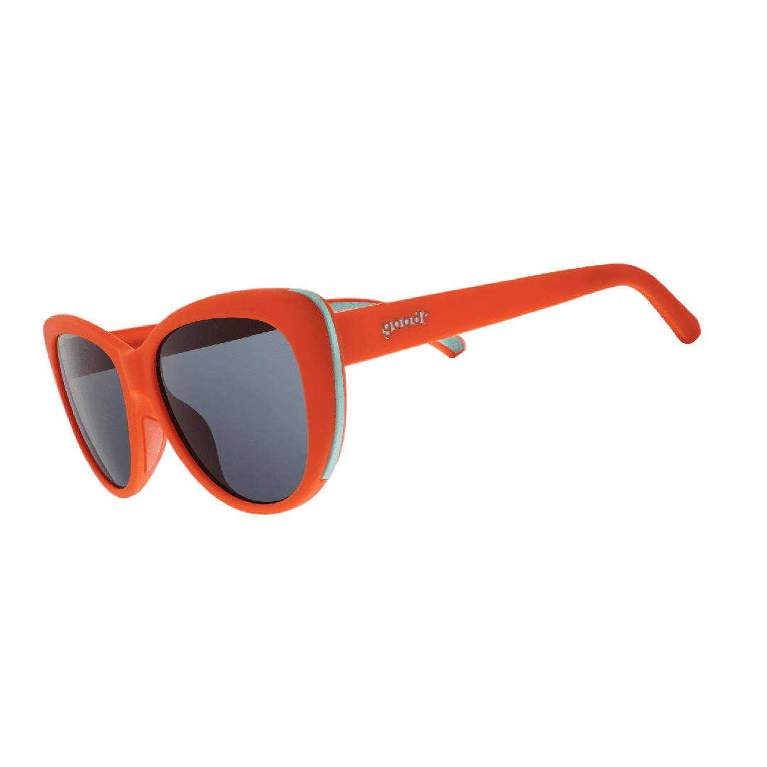 Orange Glam G Polarized sunglasses with cherry stem and tongue detail, stylish accessories by Rare Air Discs.