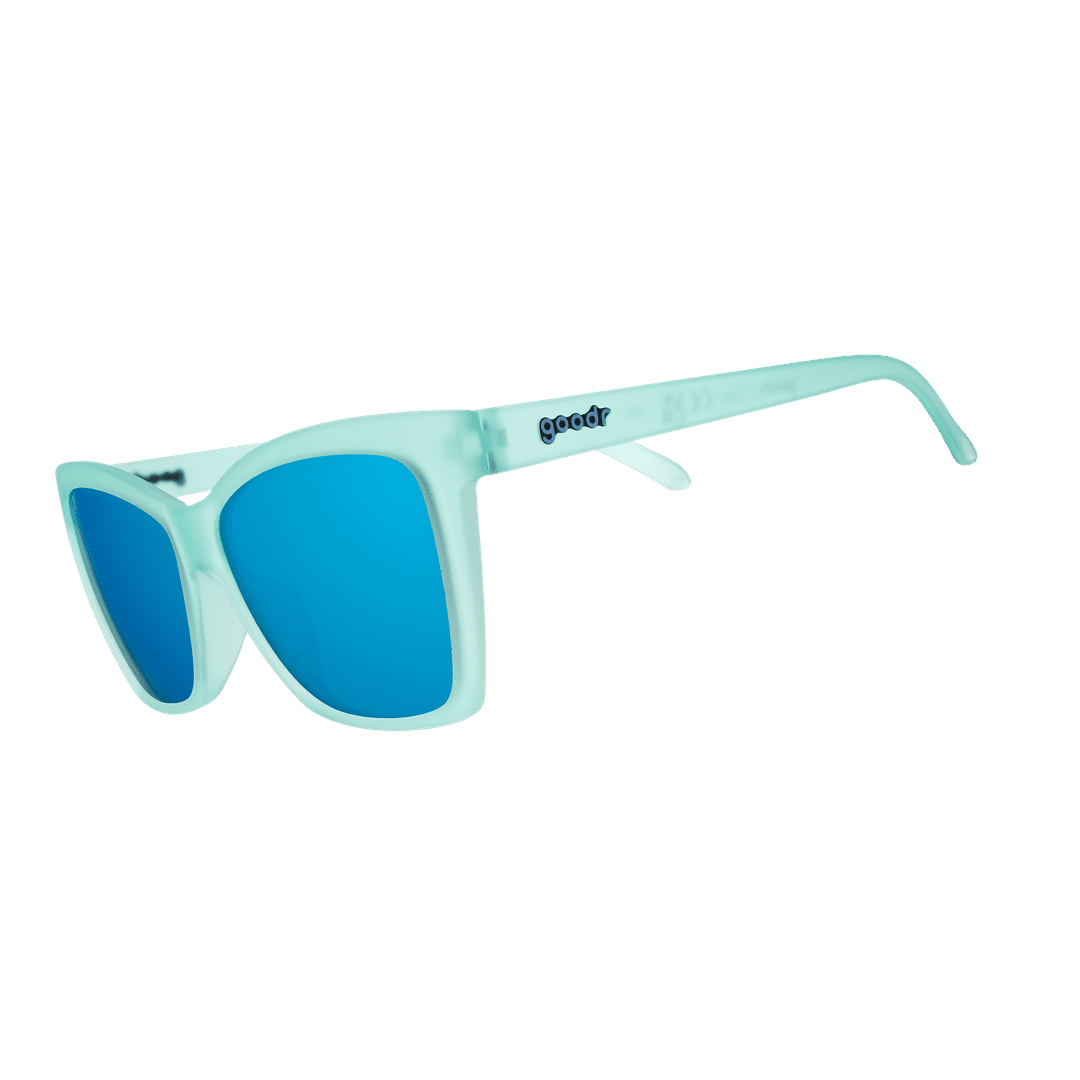 Side view of Rare Air Discs "Will Brake For Mermaids" Polarized Pop G sunglasses showing transparent frame and stylish design.