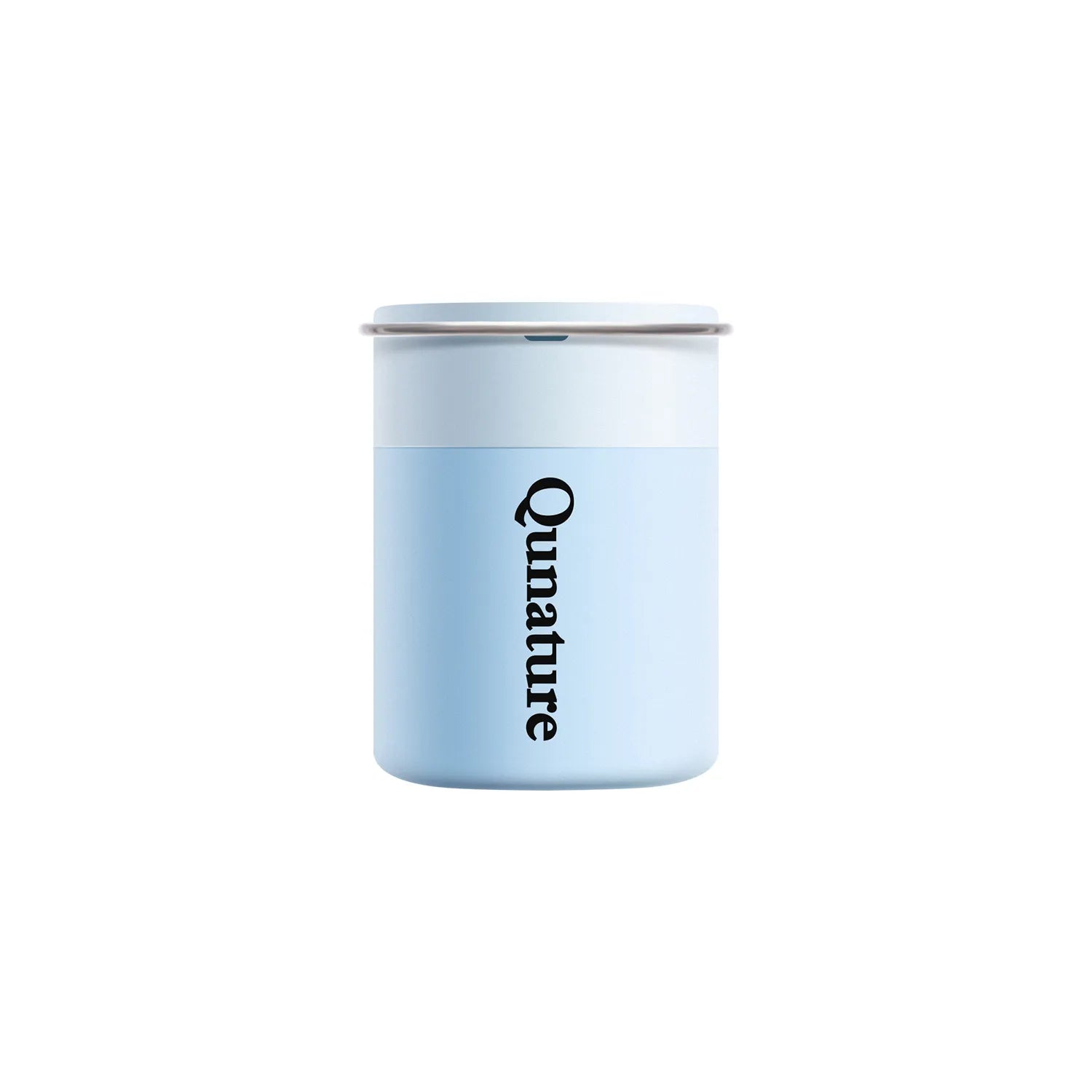 Portable Qunature Global mini air pump for inflatables, featuring a compact design and rechargeable battery.