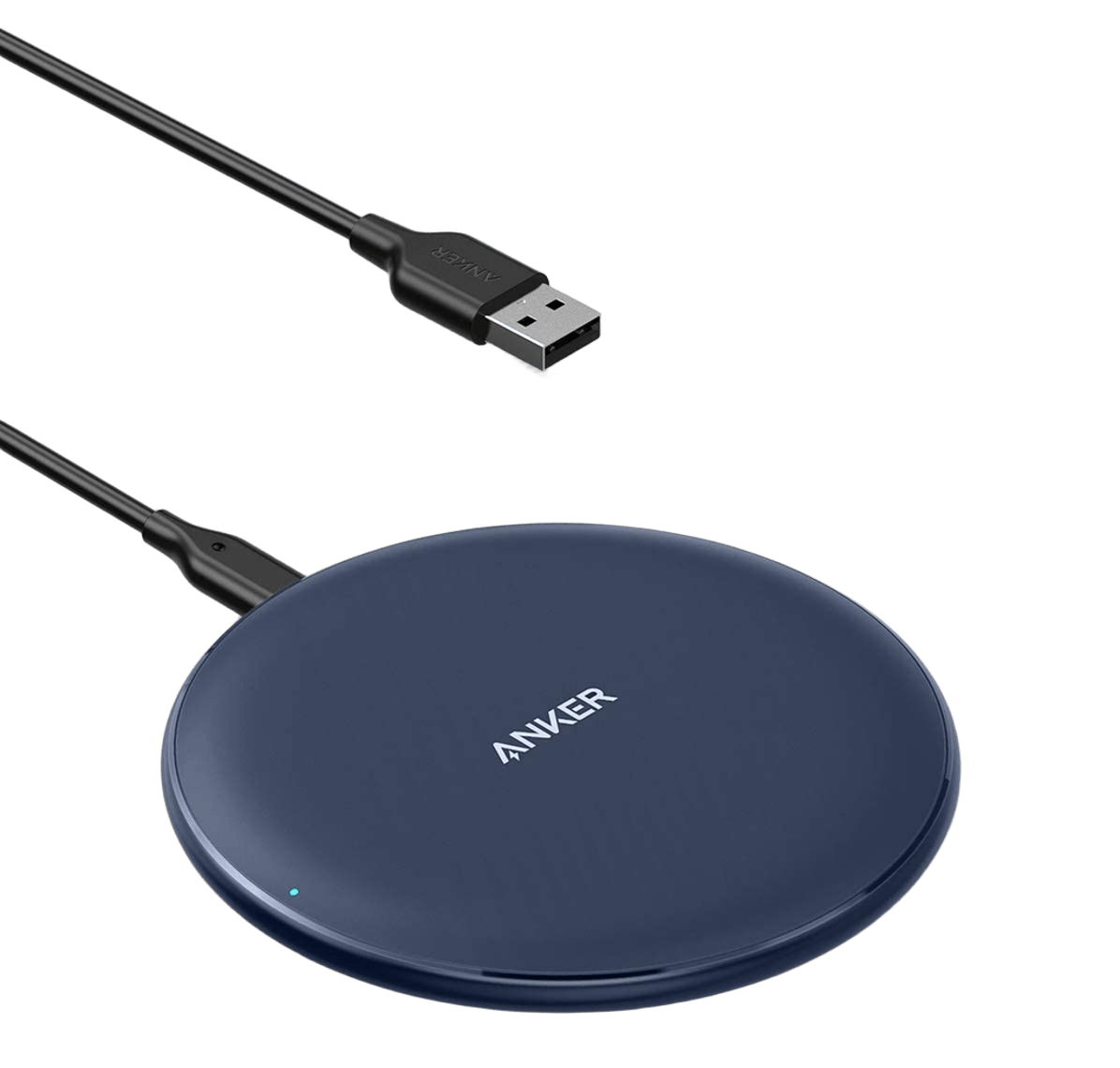 Anker 313 wireless charging pad with a sleek design, perfect for charging compatible devices effortlessly.