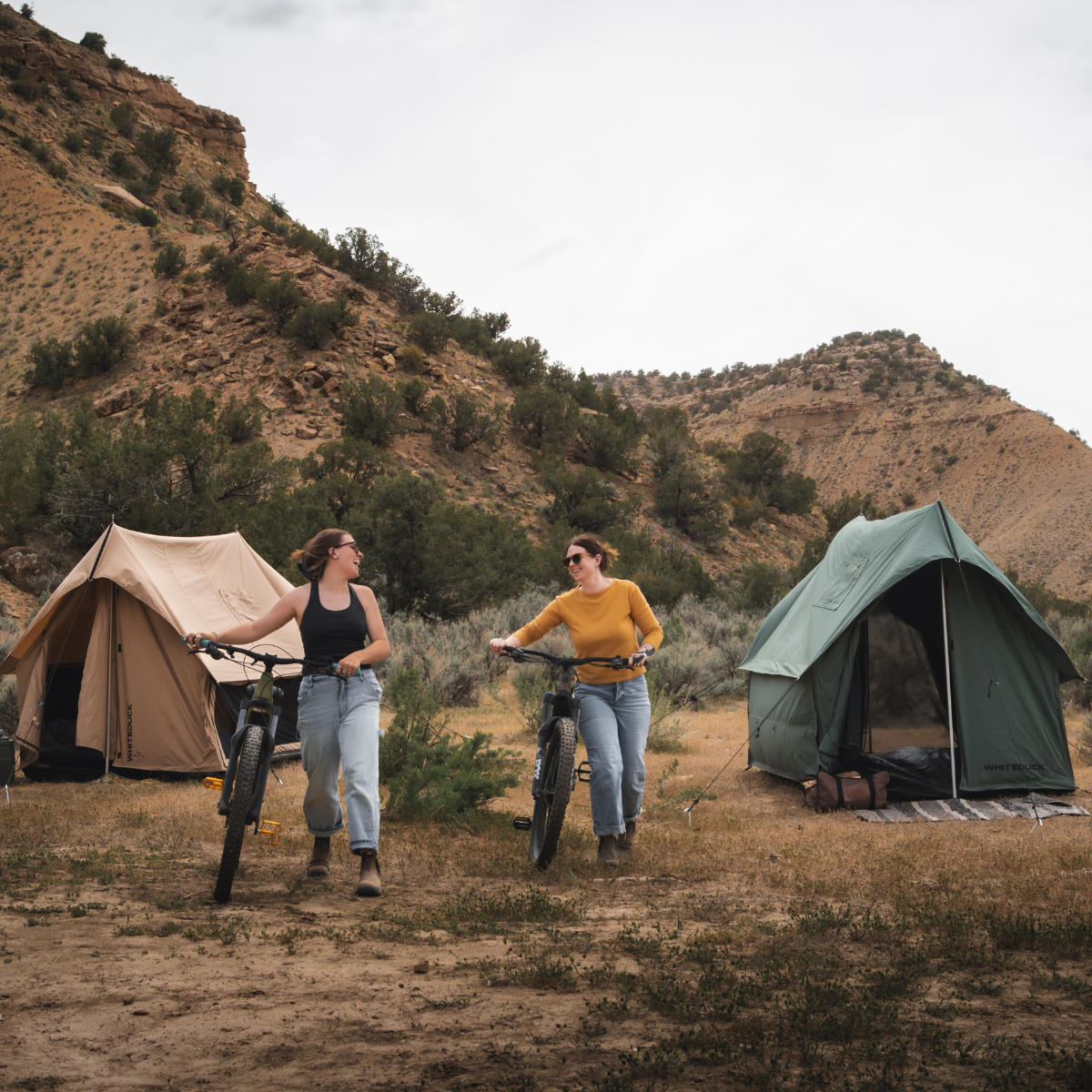 White Duck Outdoors Rover Scout Tent in 6x8 feet, showing durable fabric, mesh windows, and sturdy frame for outdoor camping.