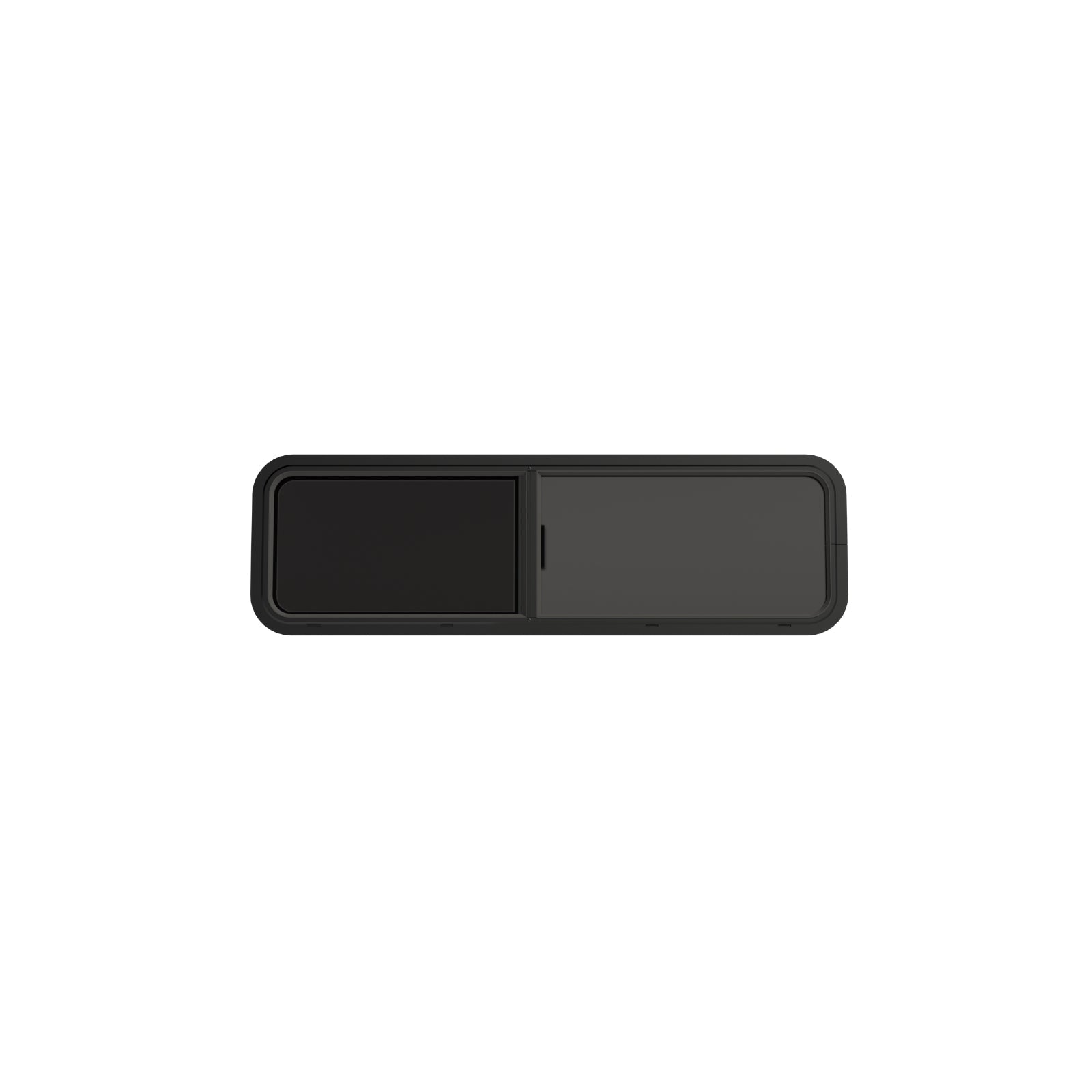 Half slider bunk windows by The Van Mart featuring a sleek design and clear glass for optimal light and ventilation.