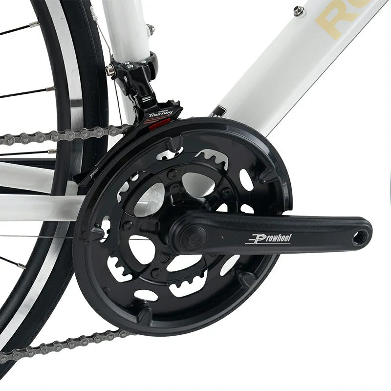 RockBros-US aluminum road bike from AERIX series with lightweight frame, drop handlebars, and sleek design for speed and performance.