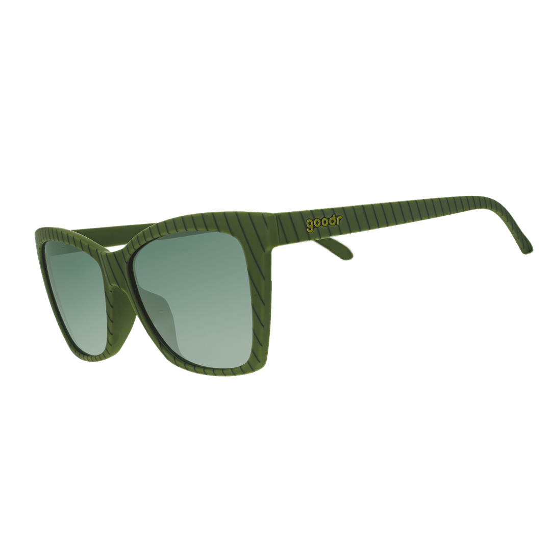 Side view of Rare Air Discs Swirls Martini sunglasses with polarized lenses, featuring a transparent frame and unique swirl design.