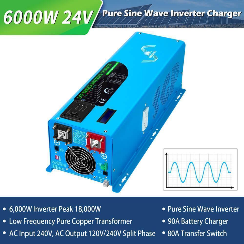 Off Grid Solar Kit 6000W by Green Vista Living with lithium battery and six 370W solar panels, 120V/240V compatible.