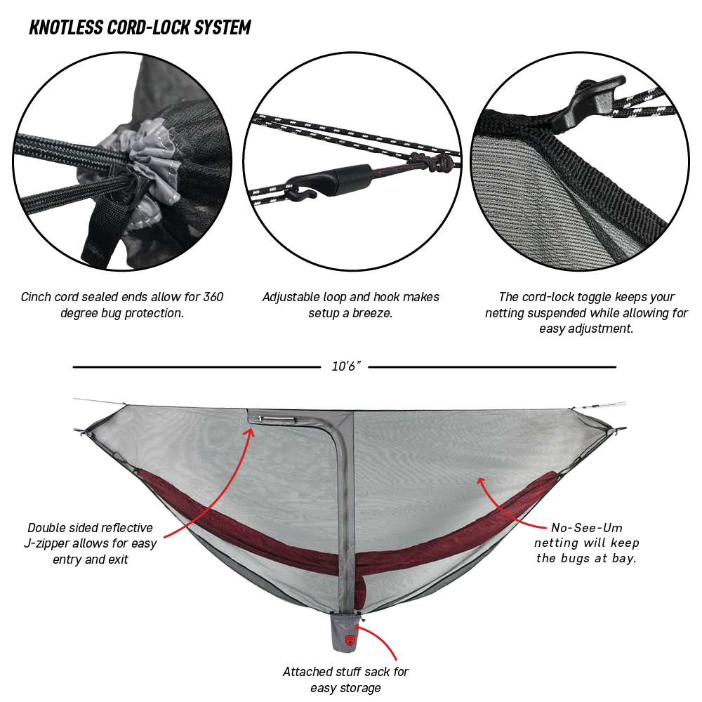 GrandTrunk MOZZY LITE Hammock Bug Net providing shelter with a lightweight, breathable design for outdoor protection.