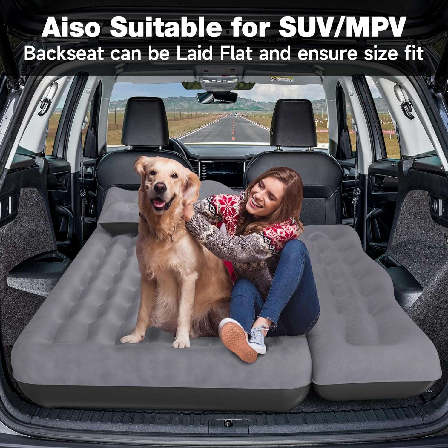 Thicken Backseat SUV/Car/Truck Air Mattress Air Bed Inflatable SUV Truck Mattress -24'' Width/Grey - OVERLANDERS Outfitter