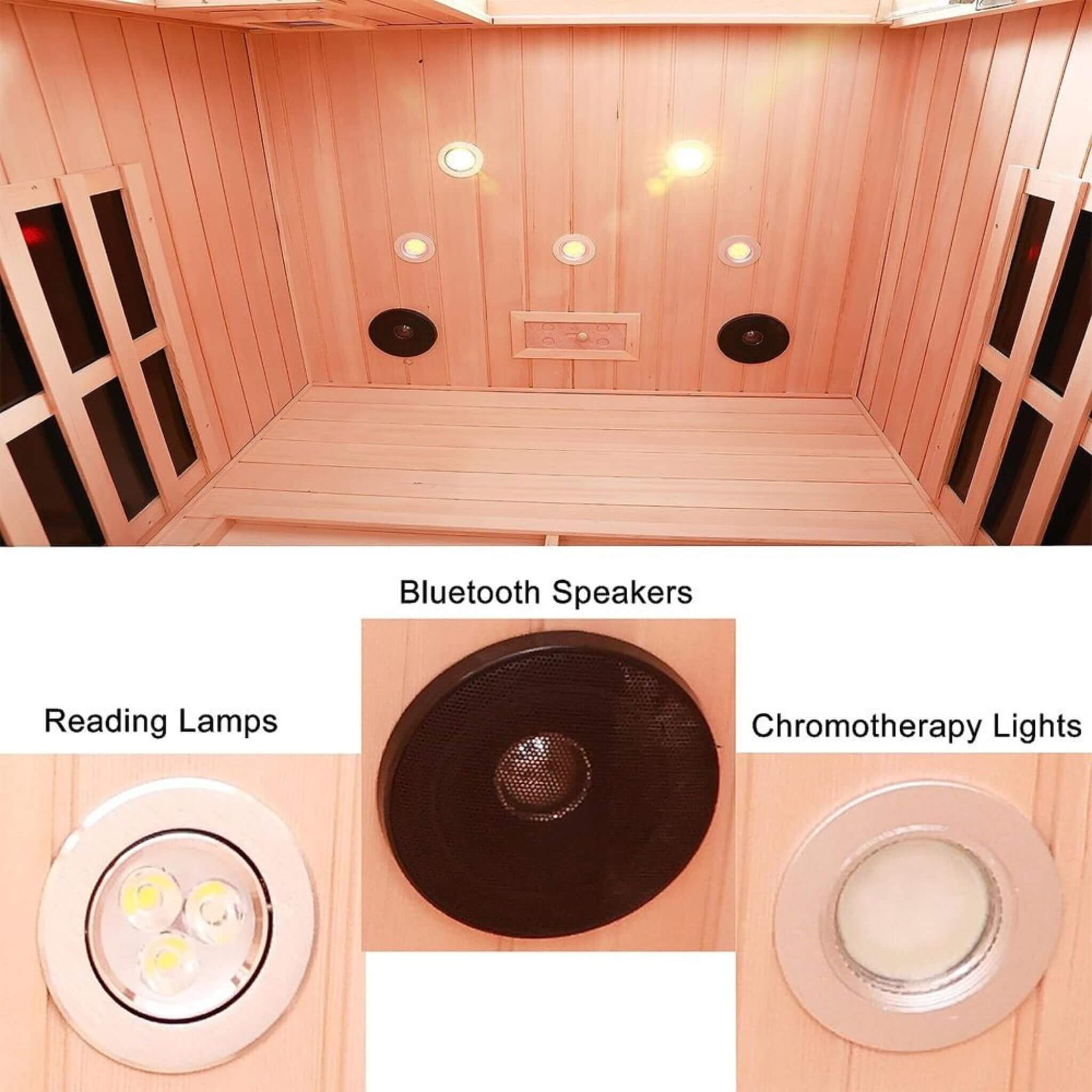 SAKSBY WHOLESALE Thermora Orien Premium 2-person Infrared Sauna with ceramic heaters, wood finish, and 1760W power for home spa use.