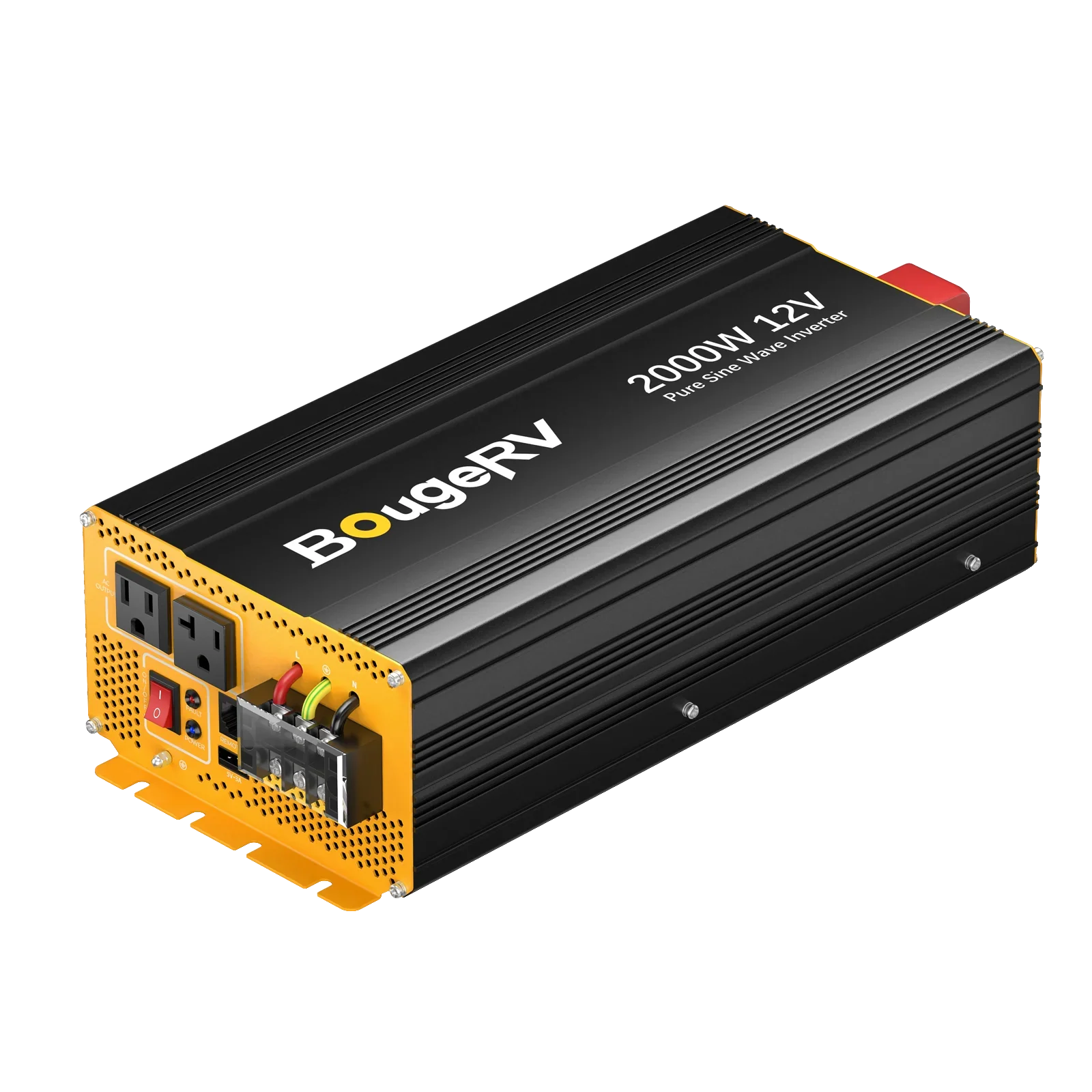 Green Vista Living BougeRV 2000W 12V pure sine wave inverter with Bluetooth, designed for solar energy systems.